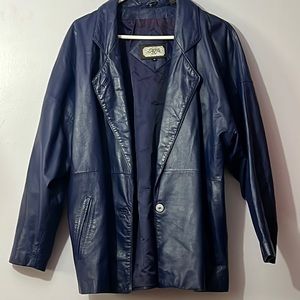 Women's Blue Leather Blazer